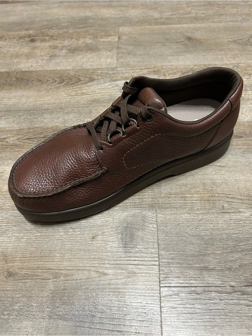 SAS Men's Size 12 Wide Brown Leather Casual Lace-Up Orthopedic Comfort Shoes USA
